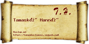 Tamaskó Hannó névjegykártya